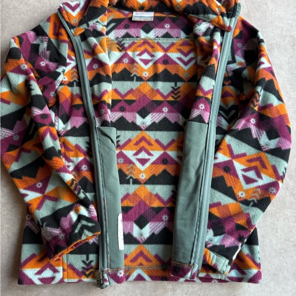 Columbia Kids' Geometric Fleece Jacket - Purple, Orange, Black - Picture 3 of 7